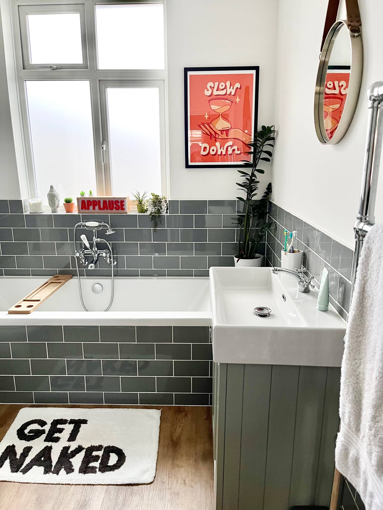 Grey bathroom grey metro tiles